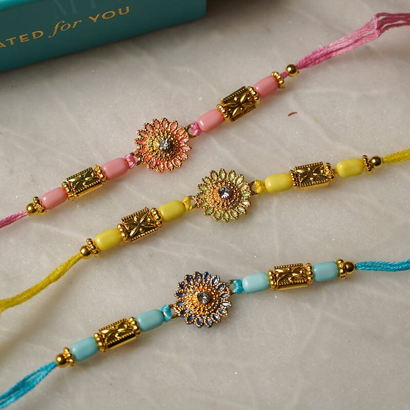 Floral Design Beaded Rakhi