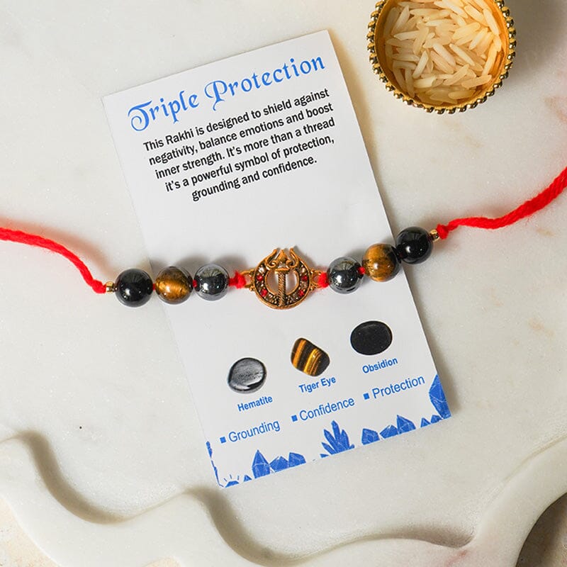 Triple Protection Healing Crystal Rakhi