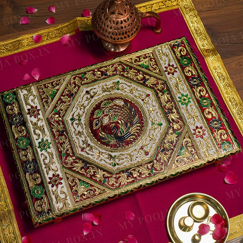 Golden Meenakari Chowki for Pooja