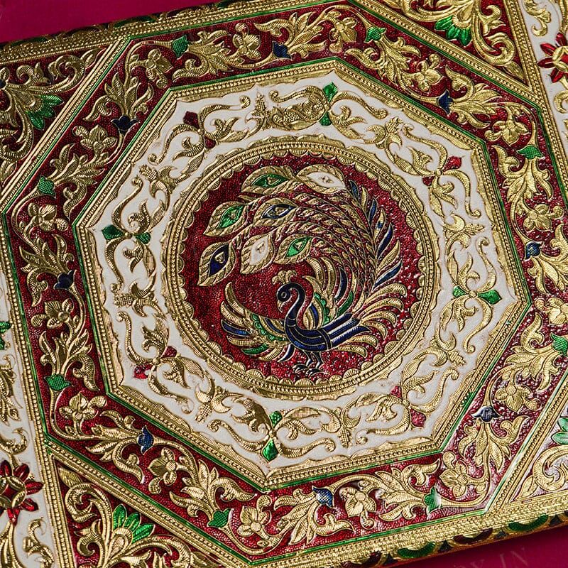 Golden Meenakari Chowki for Pooja 46cm
