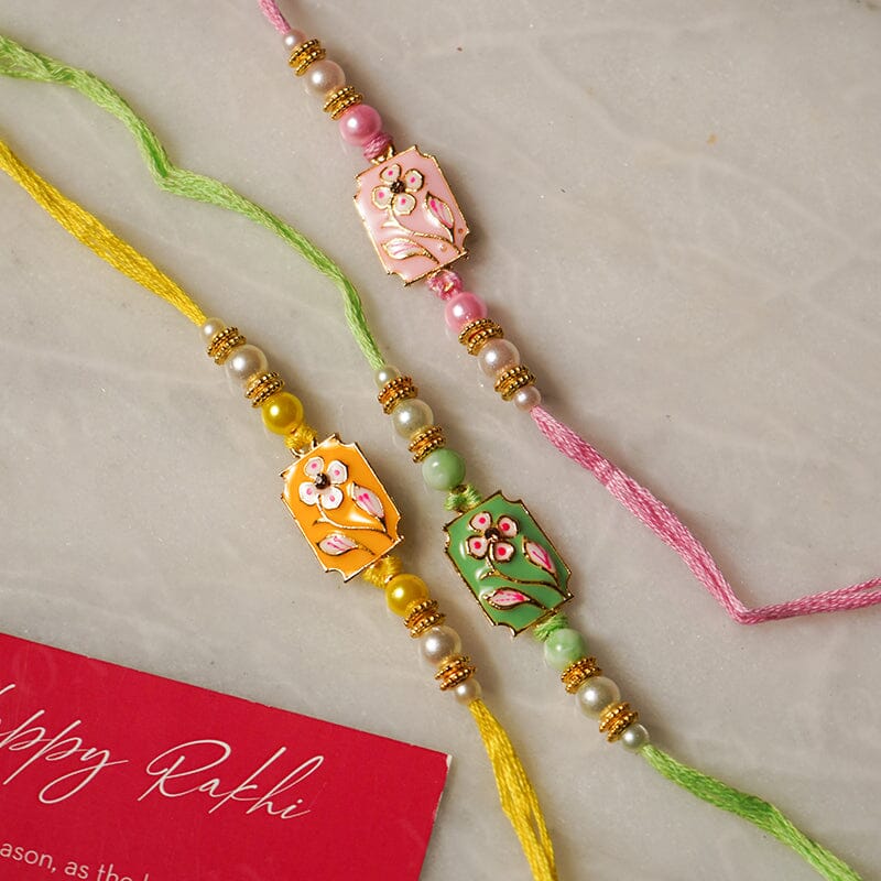 Elegant Beaded Blossom Bhaiya Bhabhi Rakhi