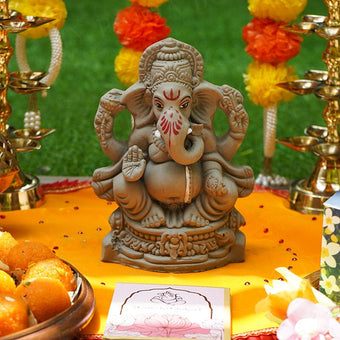 8INCH Auspicious Decorated Eco-Friendly Ganpati | Plant-A-Ganesha