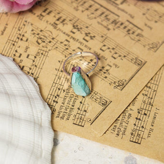 Turquoise German Silver Adjustable Ring