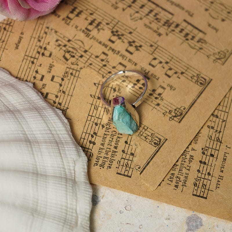 Turquoise German Silver Adjustable Ring
