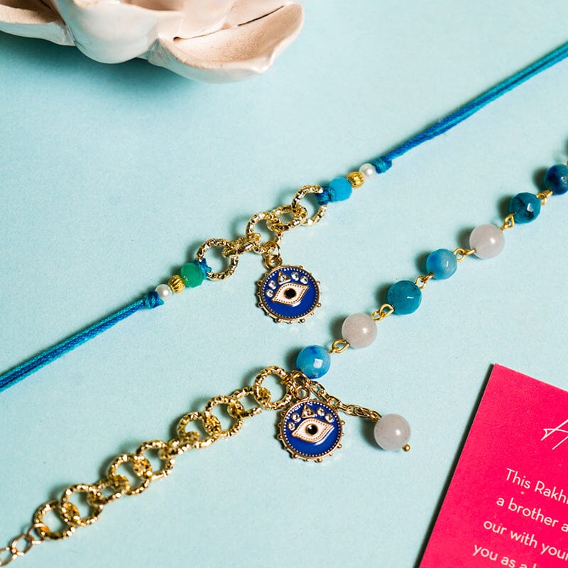 Evil Eye Charm Bhaiya Bhabhi Bracelet Rakhi