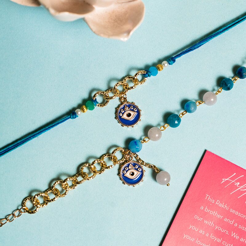 Evil Eye Charm Bhaiya Bhabhi Bracelet Rakhi