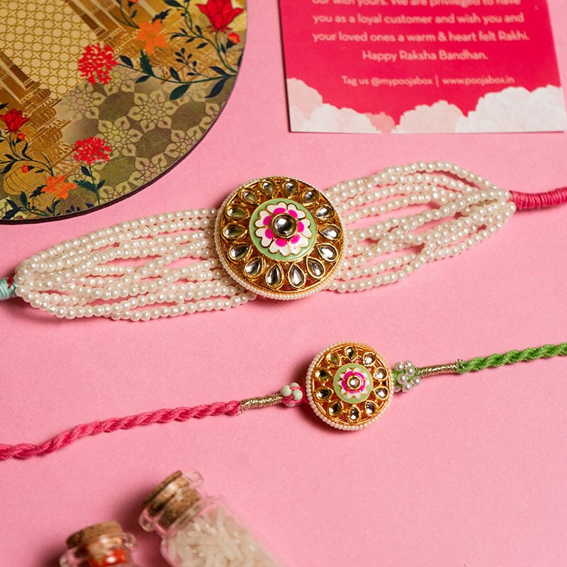 Pearl Drop Meenakari Bhaiya Bhabhi Rakhi