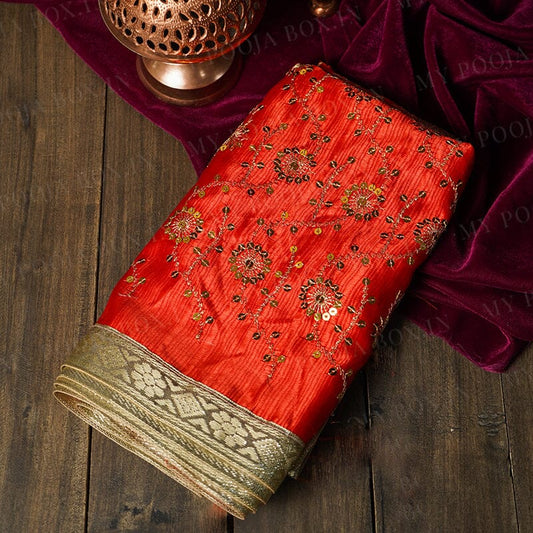 Beautiful Banarasi Silk Red Chunri