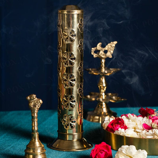 Stylish Flower Pattern Brass Incense Holder