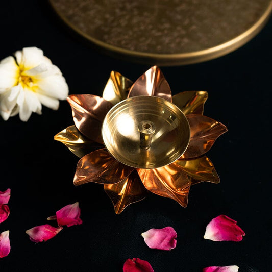 Elegant Handcrafted Metal Lotus Diya