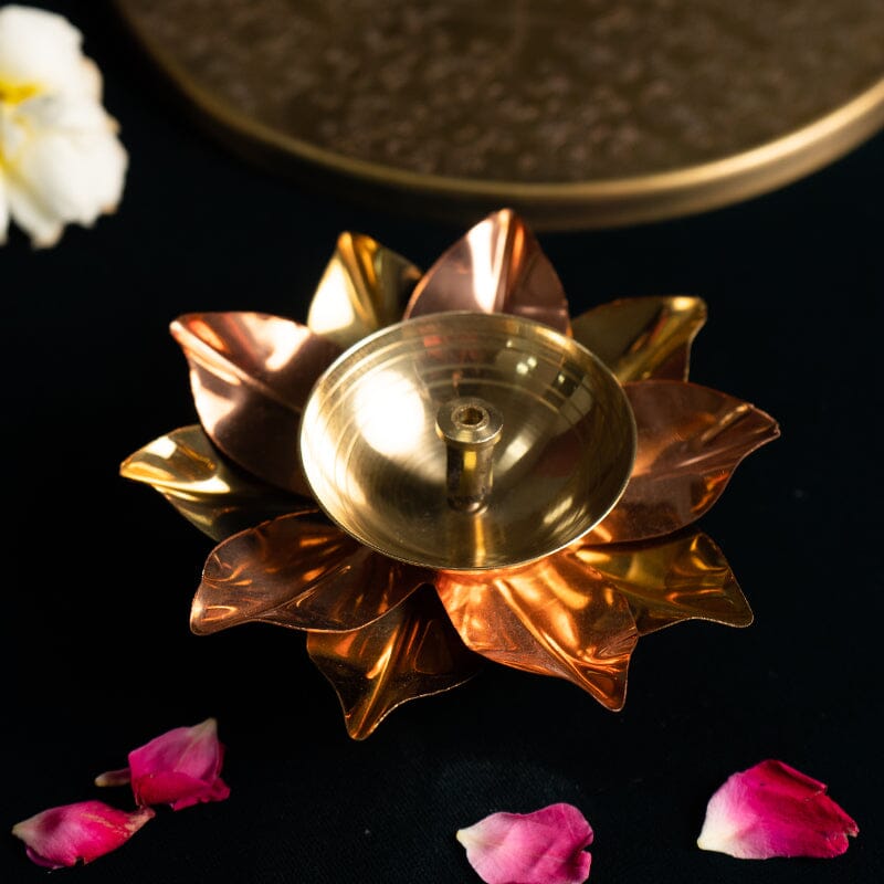 Elegant Handcrafted Metal Lotus Diya