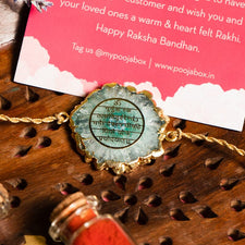 Gayatri Mantra Green Agate Stone Rakhi