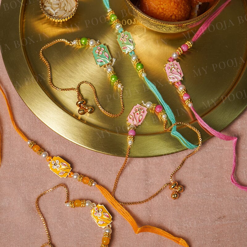 Cute Flower Fusion Bhaiya Bhabhi Rakhi