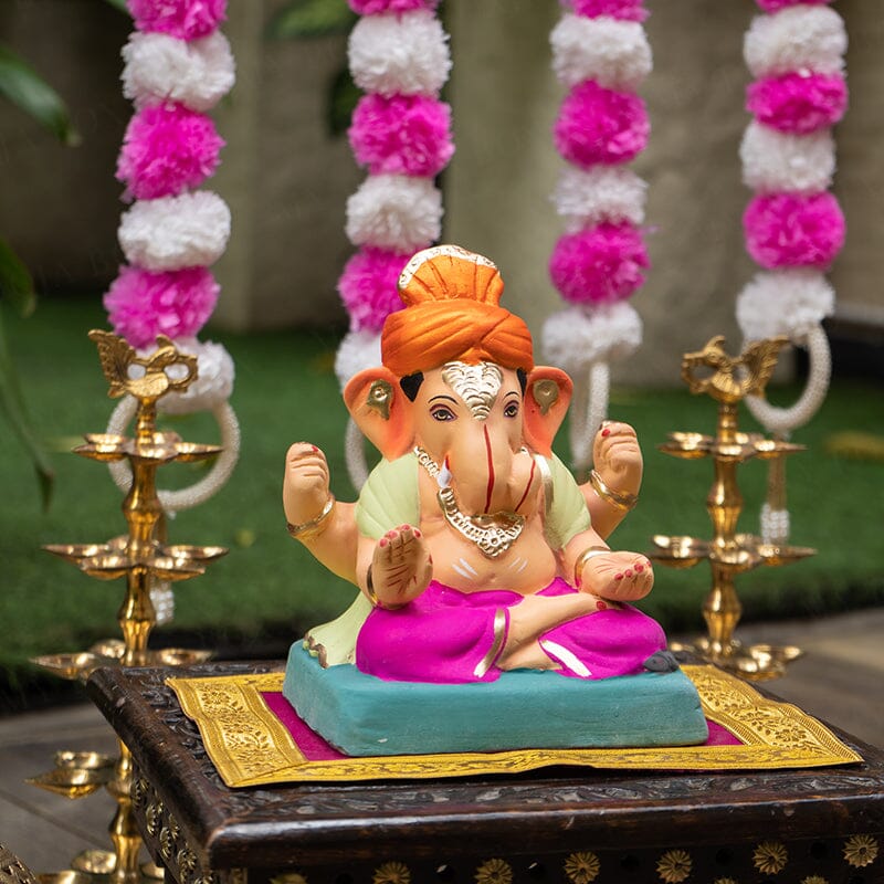 8INCH Eco-Friendly Dagdusheth Pagdi Ganapati | Plant-A-Ganesha