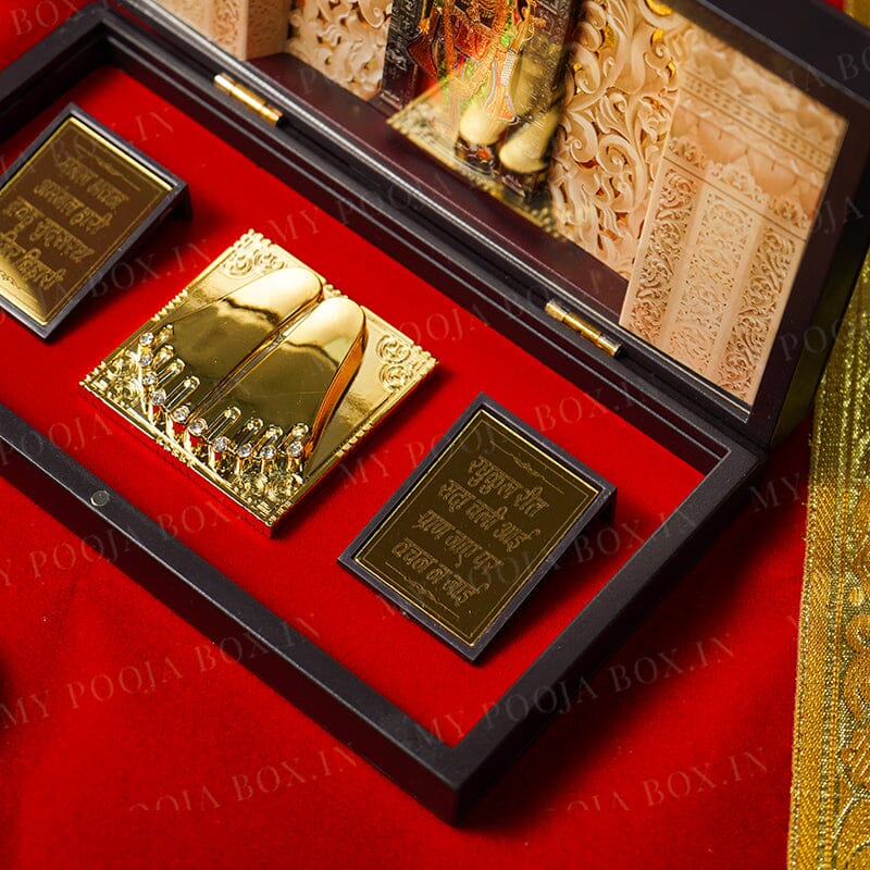 Aesthetic Gold Foil Ram Lalla and Charan Paduka Pooja Box