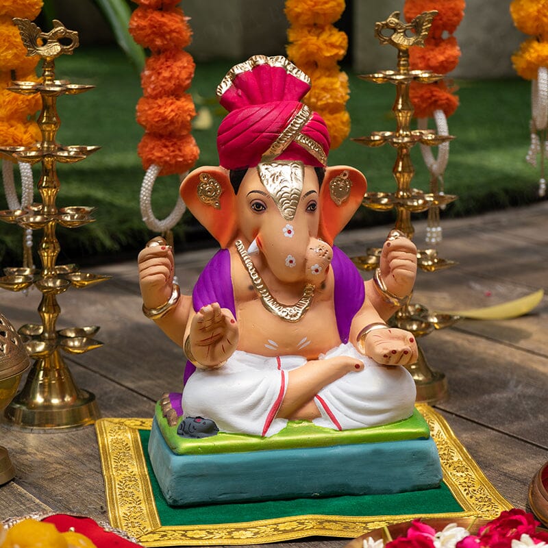 1FEET Eco-Friendly Dagdu Seth Pagdi Ganpati | Plant-A-Ganesha