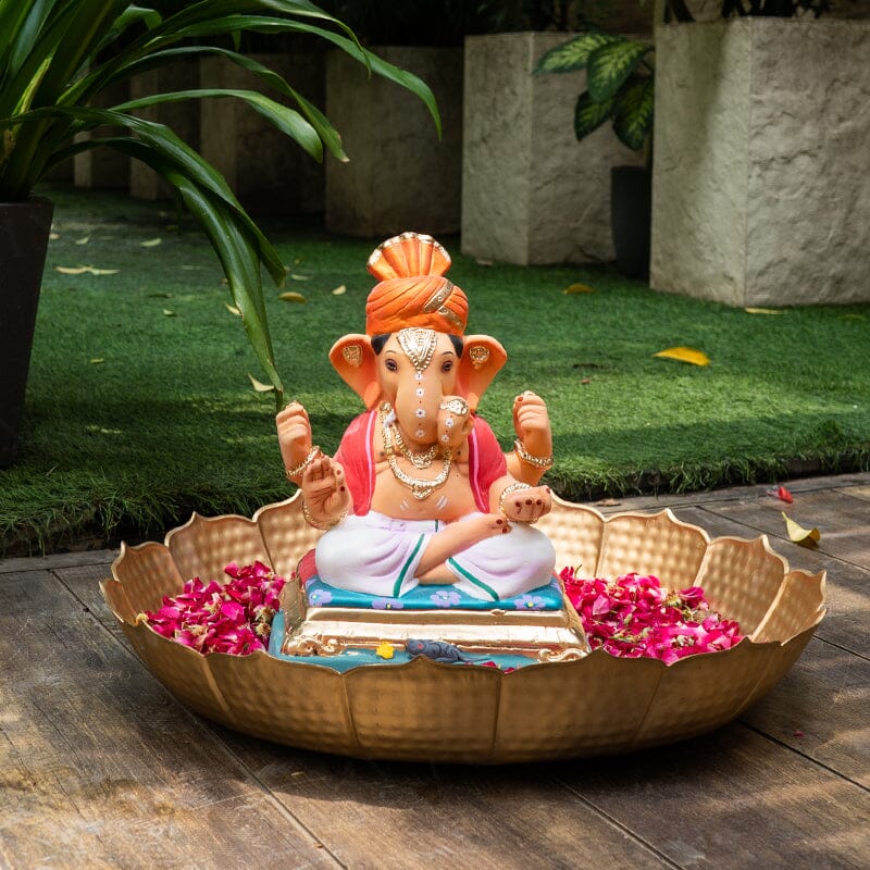 1.2FEET Eco-Friendly Dagdu Seth Feta Ganpati | Plant-A-Ganesha