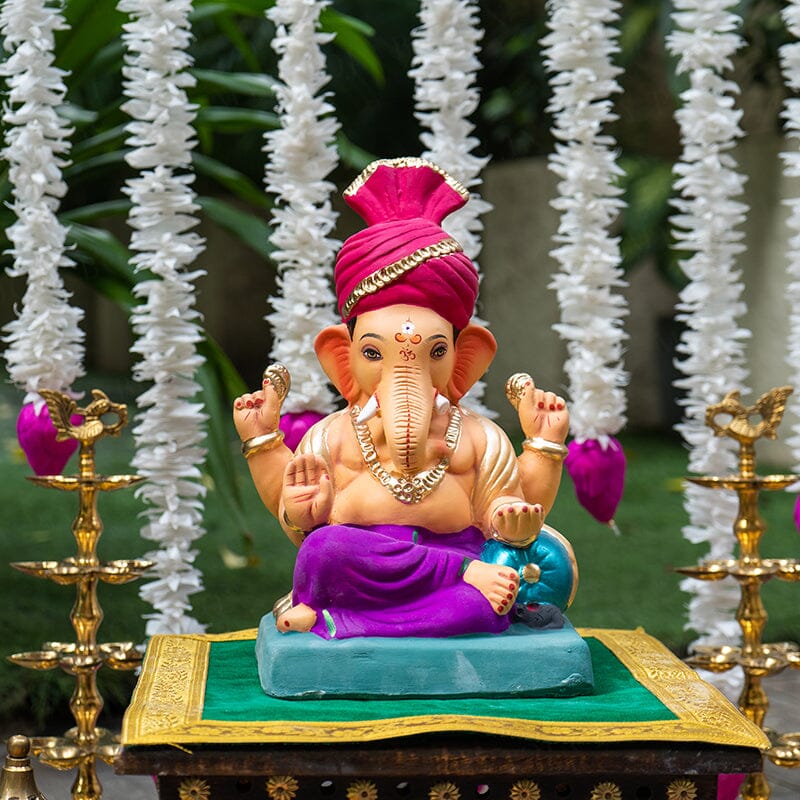 10INCH Eco-Friendly Vighnaraja Feta Ganpati | Plant-A-Ganesha