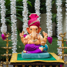 10INCH Eco-Friendly Vighnaraja Feta Ganpati | Plant-A-Ganesha