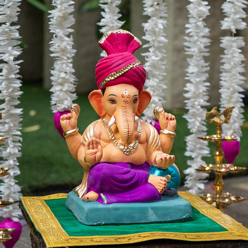 10INCH Eco-Friendly Vighnaraja Feta Ganpati | Plant-A-Ganesha