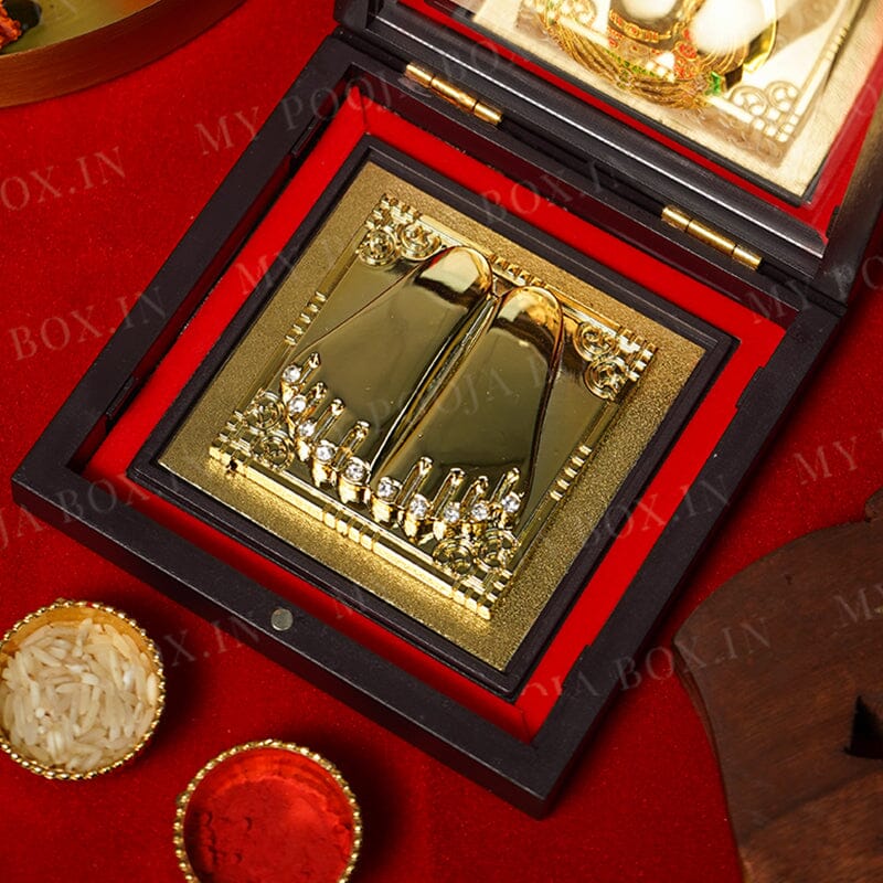 Gold Foil Ram Lalla and Paduka Pooja Box