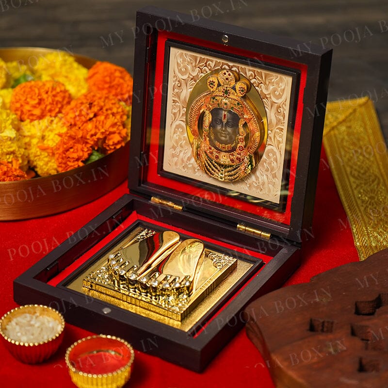 Gold Foil Ram Lalla and Paduka Pooja Box