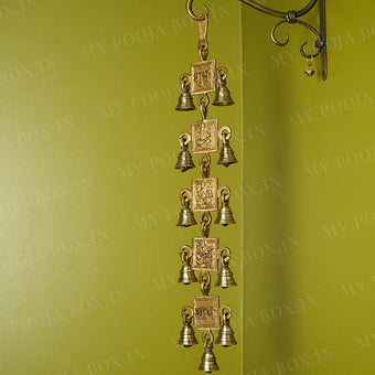 Laxmi Saraswati Brass Wall Hanging Bells