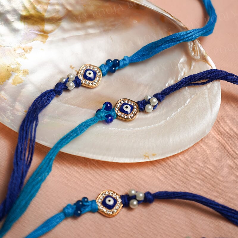 Intricate Diamond Studded Evil Eye Rakhi