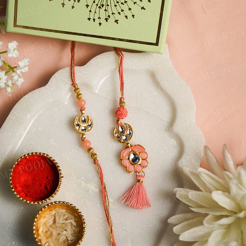 Ahoora Meena Crystal Pink Bhaiya Bhabhi Rakhi