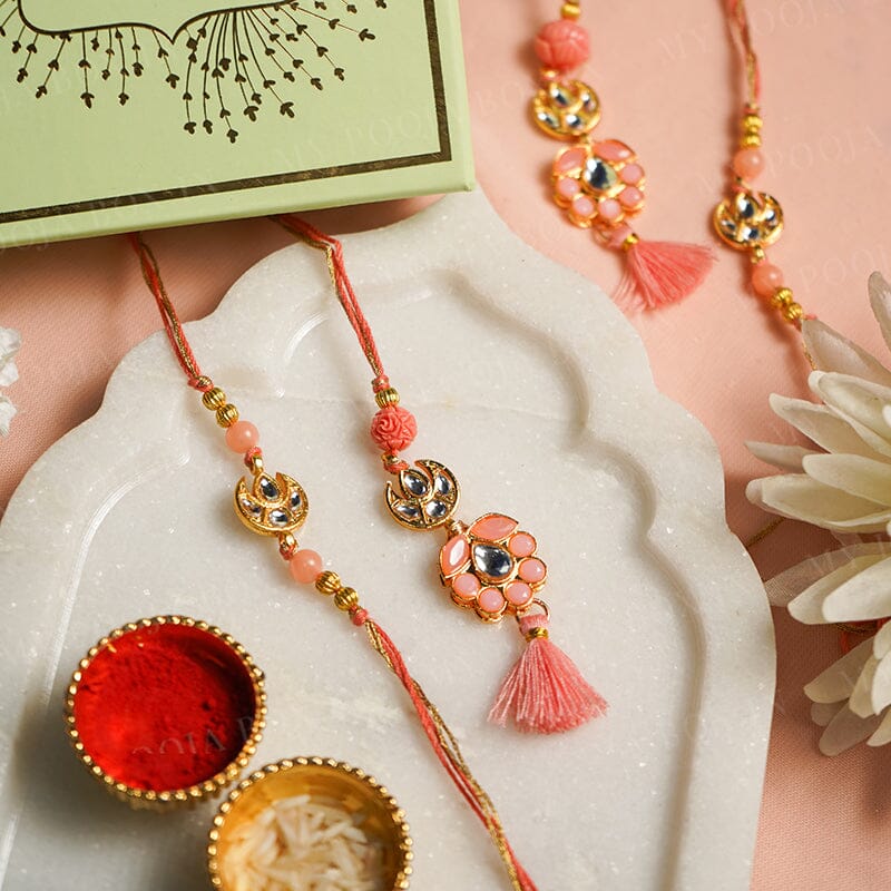 Ahoora Meena Crystal Pink Bhaiya Bhabhi Rakhi