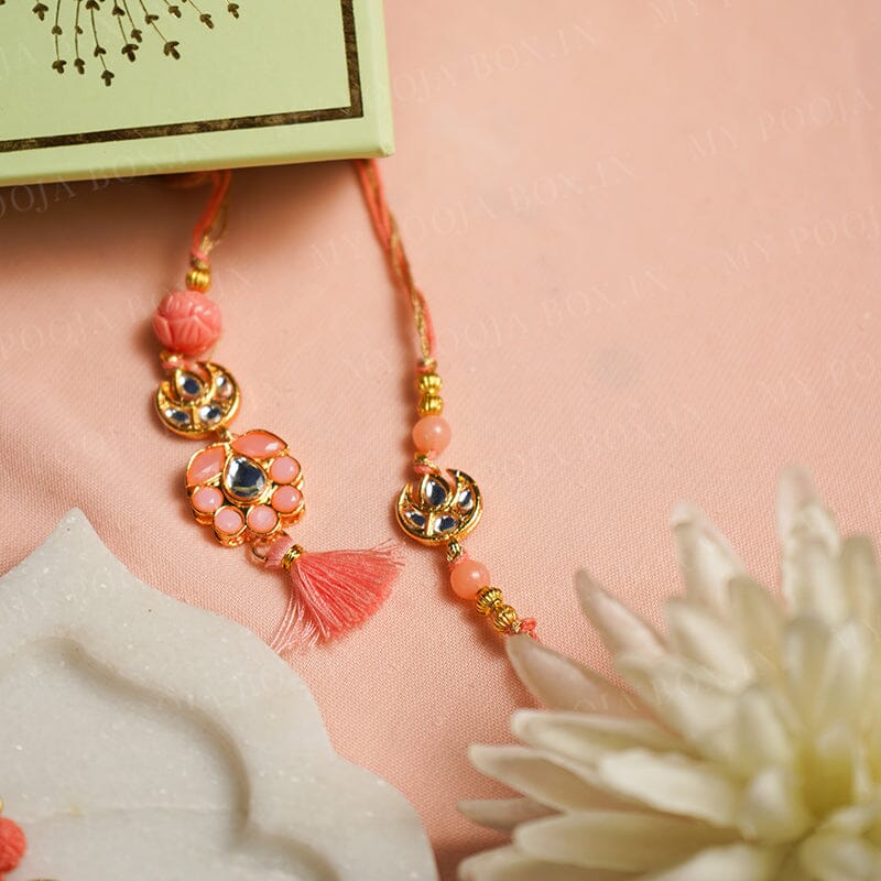 Ahoora Meena Crystal Pink Bhaiya Bhabhi Rakhi