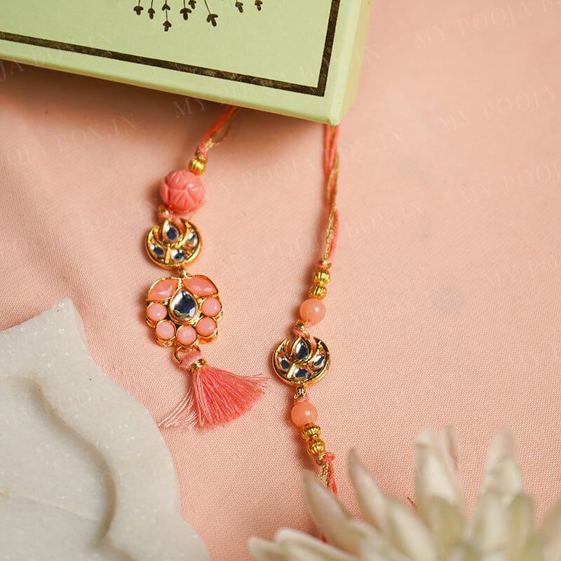 Ahoora Meena Crystal Pink Bhaiya Bhabhi Rakhi