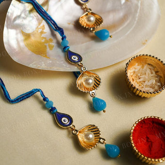 Evil Eye Golden Shell Bhabhi Rakhi