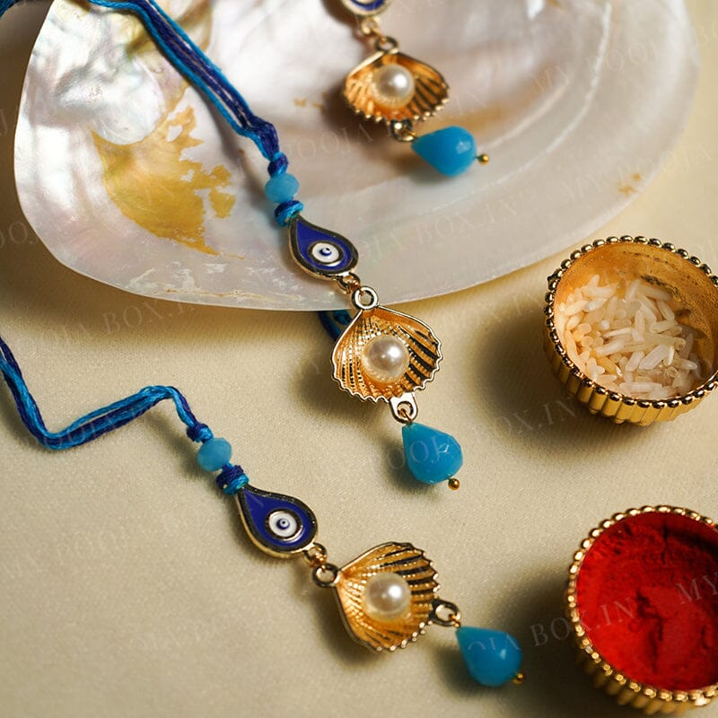 Evil Eye Golden Shell Bhabhi Rakhi