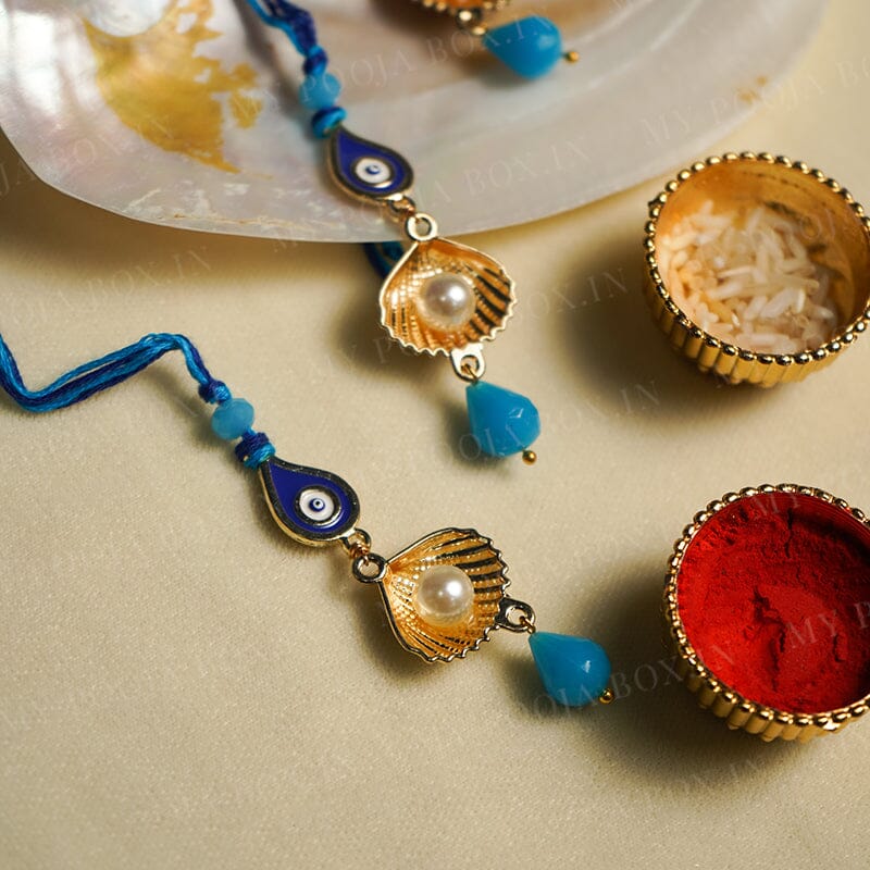 Evil Eye Golden Shell Bhabhi Rakhi