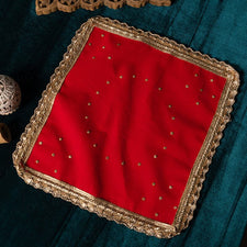 30x30 Velvet Pooja Mat Aasan Red