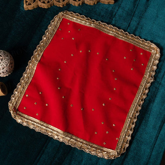 Velvet Pooja Mat Aasan Red