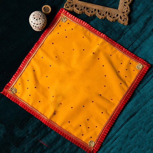 Velvet Pooja Mat Aasan Yellow-16INCH