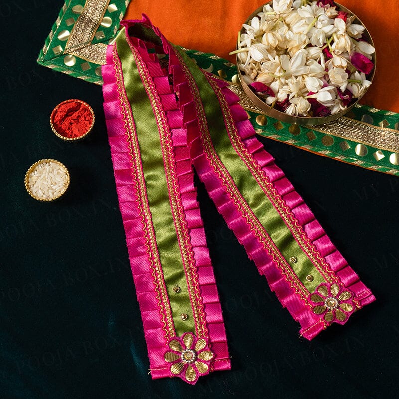 Patka Icon Buy Green & Pink Patka/Dupatta - 55cm. Online in India - Mypoojabox.in