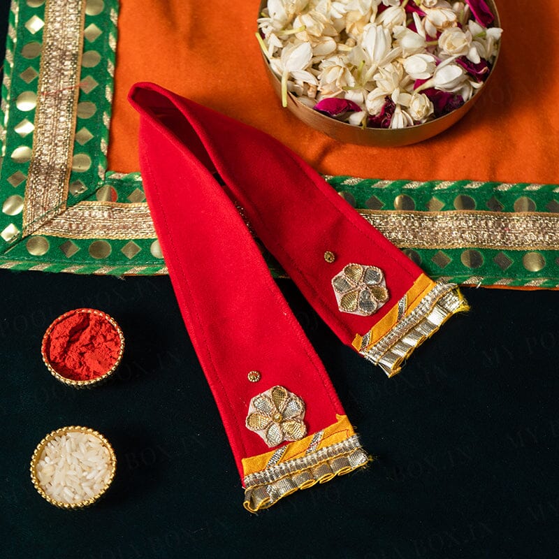 Velvet Patka/Dupatta Red - 30cm.
