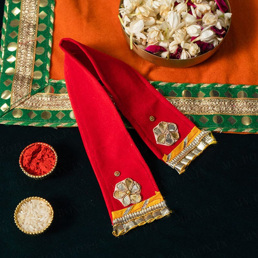 Velvet Patka/Dupatta Red - 30cm.