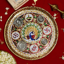 Shri Om Swastik Meenakari Pooja Thali