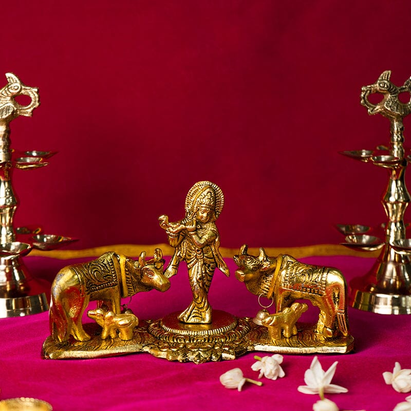 Lord Krishna Idol With Nandi