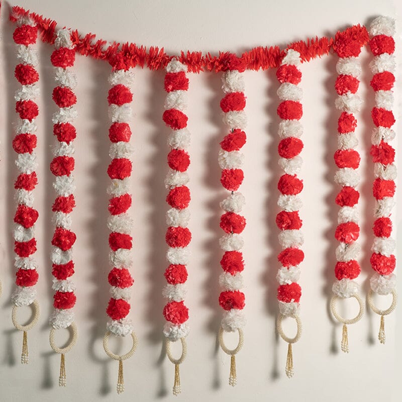 Incredible Floral Red White Backdrop Decoration