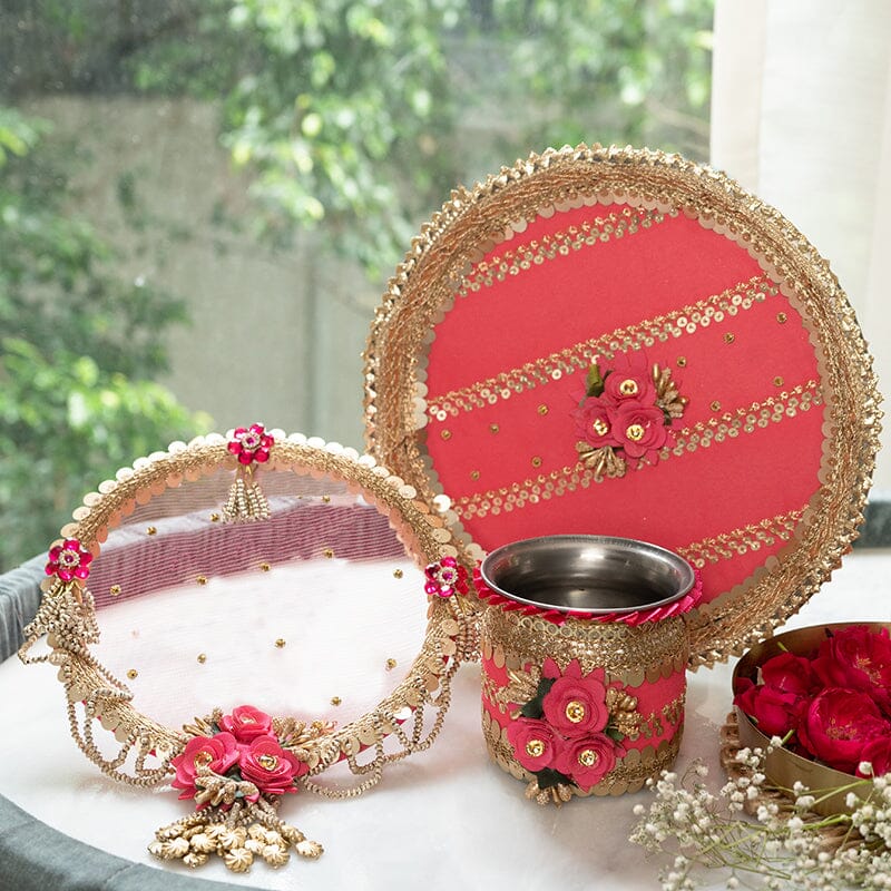 Buy Peachy Bridal Karwa Chauth Thali Set Online in India