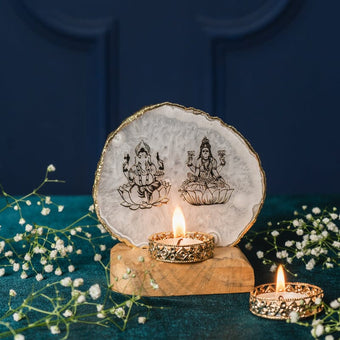 Agate Ganesh Laxmi Showpiece For Home Decor Car Idol
