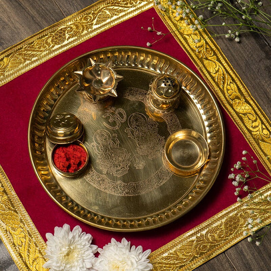 Traditional Ganesh Laxmi Brass Pooja Thali
