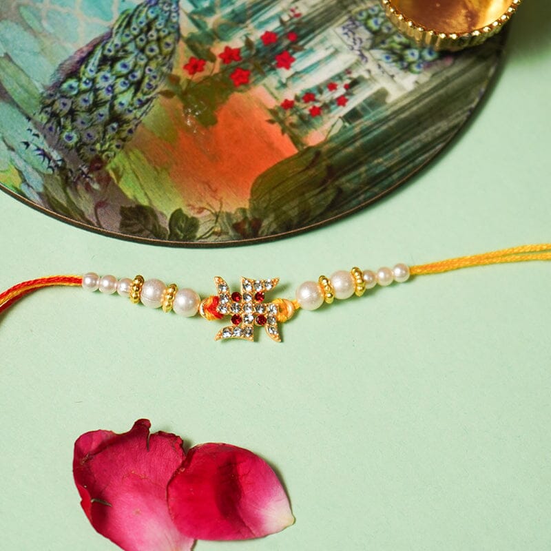 Swastik Stone & Beaded Rakhi