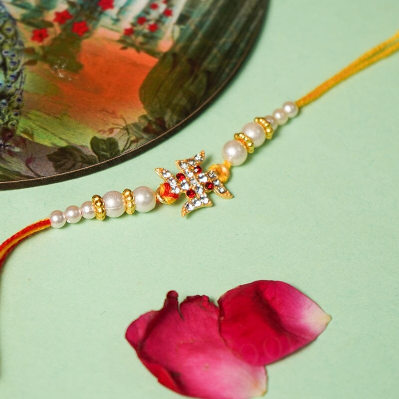 Swastik Stone & Beaded Rakhi