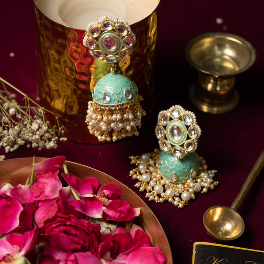 Royal Kundan Mint Earrings